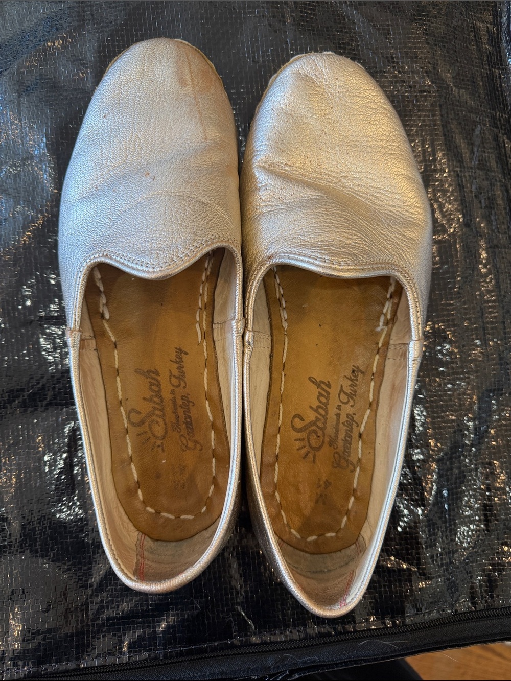 Sabah Metallic Silver Leather Slip-On Flats